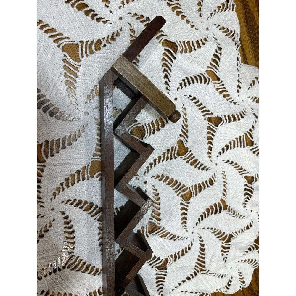 vintage wood wall-mounted staircase knick knack Trinket Spice Rack display shelf